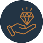 Hand holding a sparkling diamond icon