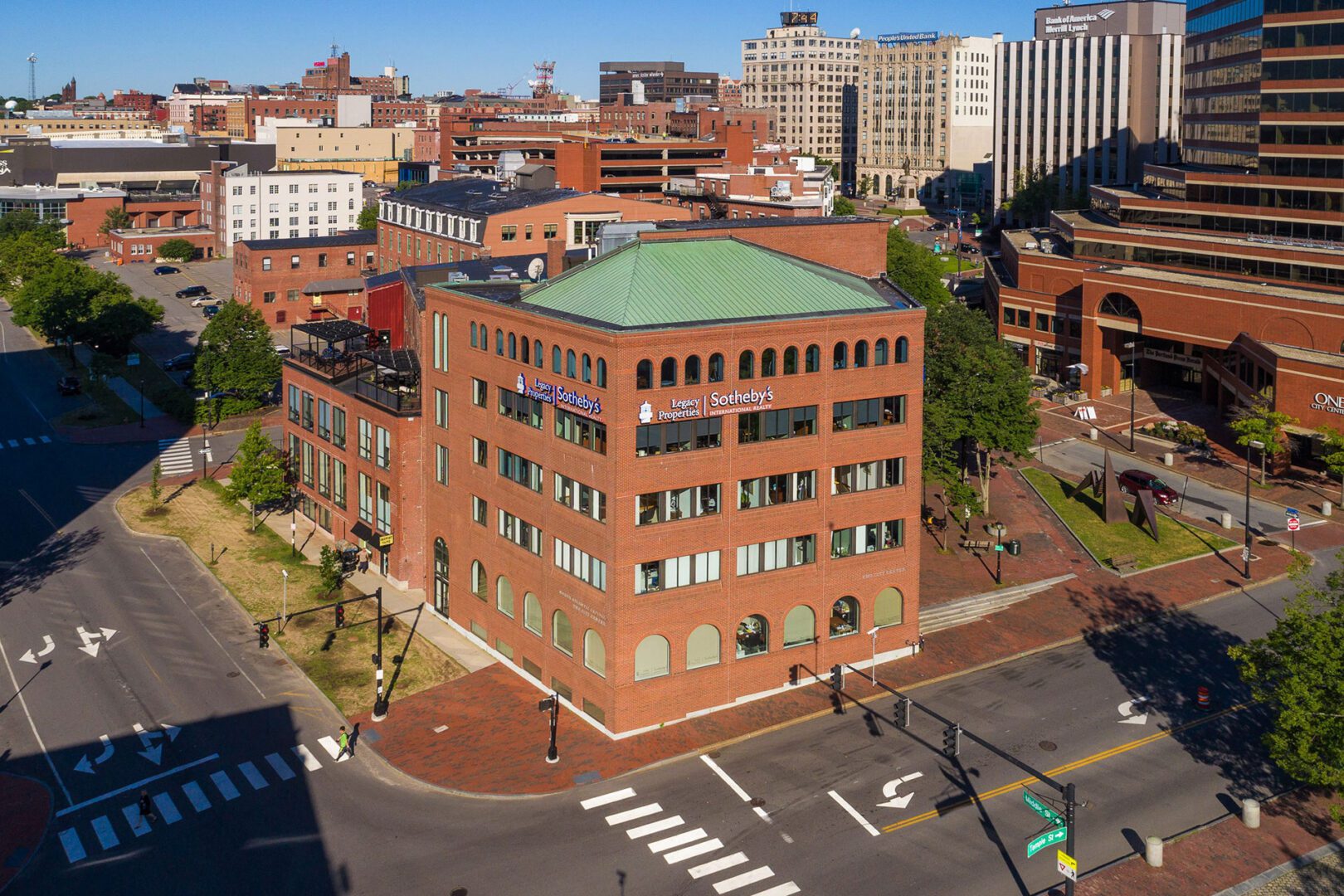 Aerial view of city architecture