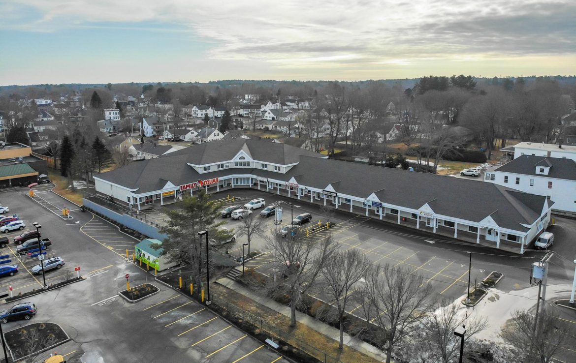 Empty parking lot at shopping mall