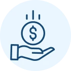 Savings symbol with hand and coin